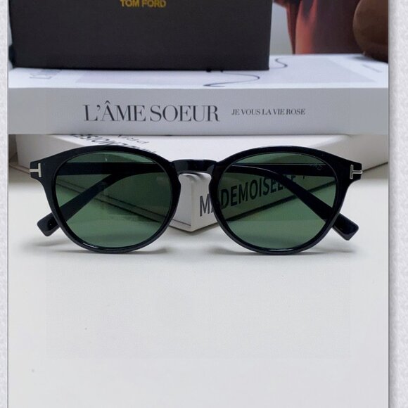 Tom Ford Round Acetate Sunglasses - Black, Green Lenses main image 8